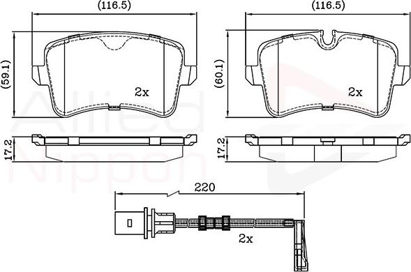 Comline ADB22121 - Тормозные колодки, дисковые, комплект www.autospares.lv