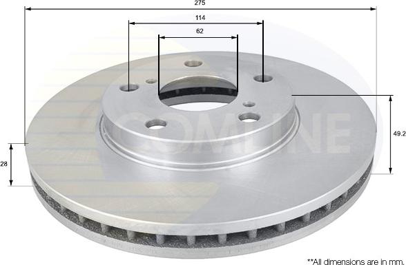 Comline ADC0145V - Тормозной диск www.autospares.lv