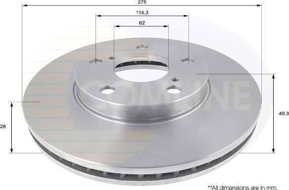 Comline ADC01143V - Тормозной диск www.autospares.lv