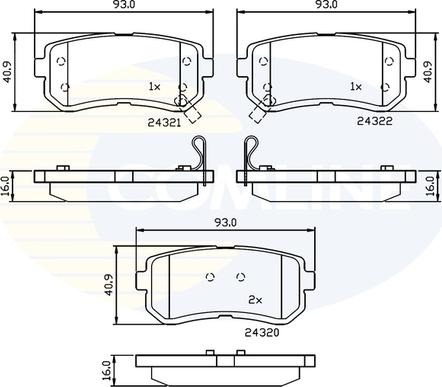 Comline CBP32016 - Bremžu uzliku kompl., Disku bremzes www.autospares.lv