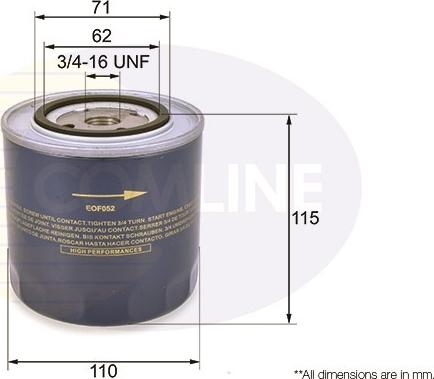 Comline EOF052 - Oil Filter www.autospares.lv