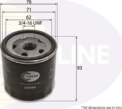 Comline EOF061 - Eļļas filtrs autospares.lv