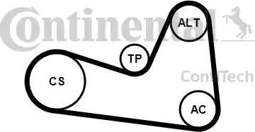 Continental 6PK1200K1 - Siksnas spriegotājs, Ķīļsiksna www.autospares.lv