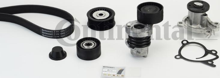 Contitech 7PK1605WP1 - Ūdenssūknis + ķīļrievu siksnas komplekts autospares.lv