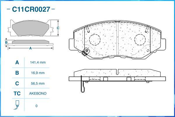 Cworks C11CR0027 - Bremžu uzliku kompl., Disku bremzes www.autospares.lv