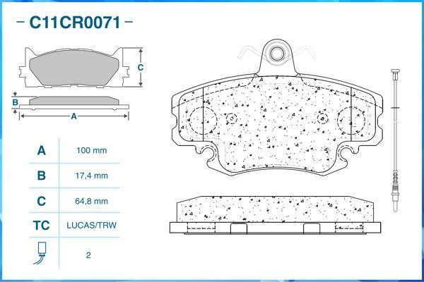 Cworks C11CR0071 - Brake Pad Set, disc brake www.autospares.lv