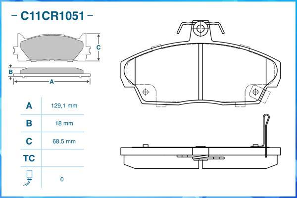 Cworks C11CR1051 - Тормозные колодки, дисковые, комплект www.autospares.lv