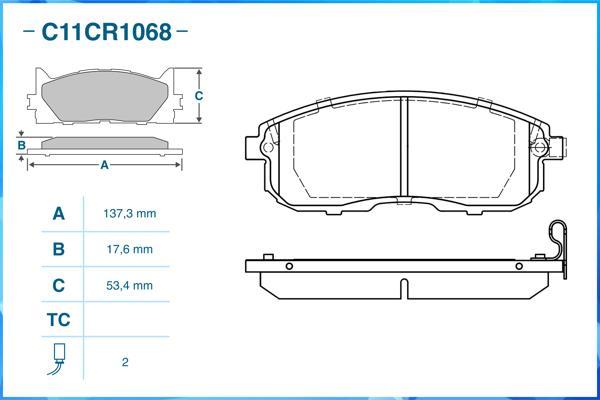 Cworks C11CR1068 - Тормозные колодки, дисковые, комплект www.autospares.lv