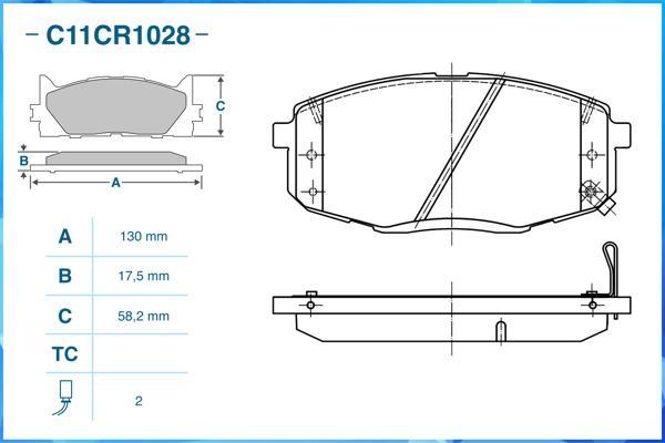 Cworks C11CR1028 - Тормозные колодки, дисковые, комплект www.autospares.lv