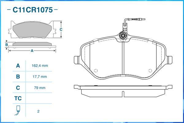 Cworks C11CR1075 - Brake Pad Set, disc brake www.autospares.lv