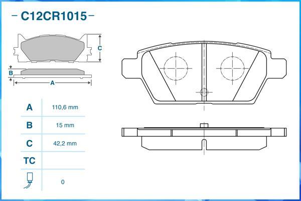 Cworks C12CR1015 - Bremžu uzliku kompl., Disku bremzes www.autospares.lv