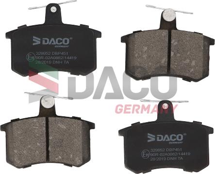 DACO Germany 329952 - Тормозные колодки, дисковые, комплект www.autospares.lv