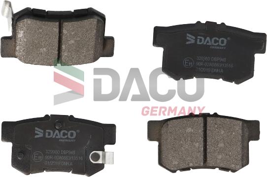 DACO Germany 329980 - Brake Pad Set, disc brake www.autospares.lv