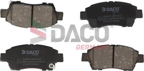 DACO Germany 324547 - Тормозные колодки, дисковые, комплект www.autospares.lv