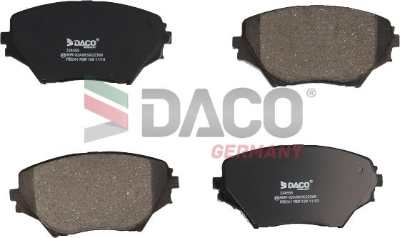 DACO Germany 324555 - Brake Pad Set, disc brake www.autospares.lv