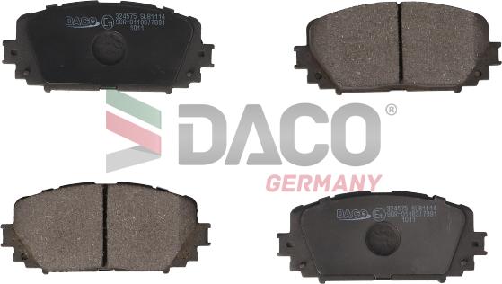 DACO Germany 324575 - Тормозные колодки, дисковые, комплект www.autospares.lv