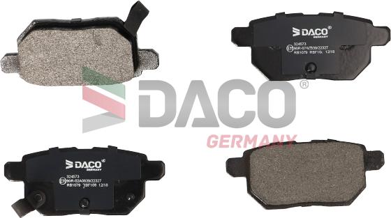 DACO Germany 324573 - Тормозные колодки, дисковые, комплект www.autospares.lv