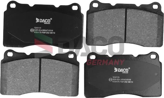 DACO Germany 324113 - Bremžu uzliku kompl., Disku bremzes www.autospares.lv