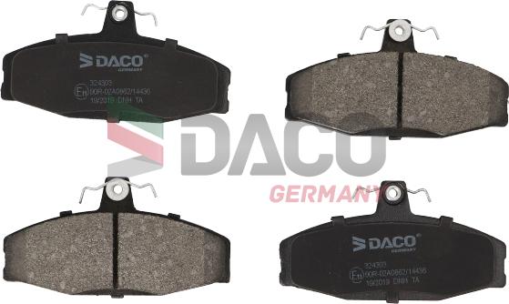 DACO Germany 324303 - Brake Pad Set, disc brake www.autospares.lv