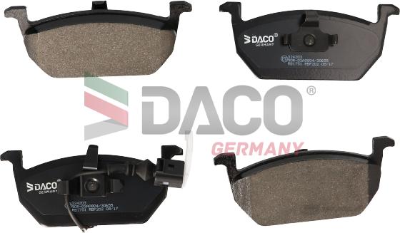 DACO Germany 324203 - Тормозные колодки, дисковые, комплект www.autospares.lv