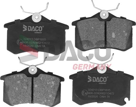 DACO Germany 324213 - Brake Pad Set, disc brake www.autospares.lv