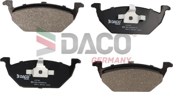 DACO Germany 324740 - Тормозные колодки, дисковые, комплект www.autospares.lv