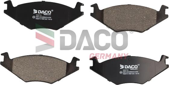 DACO Germany 324715 - Тормозные колодки, дисковые, комплект www.autospares.lv