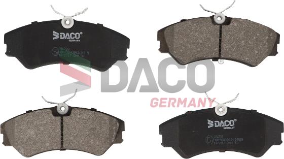 DACO Germany 324728 - Тормозные колодки, дисковые, комплект www.autospares.lv