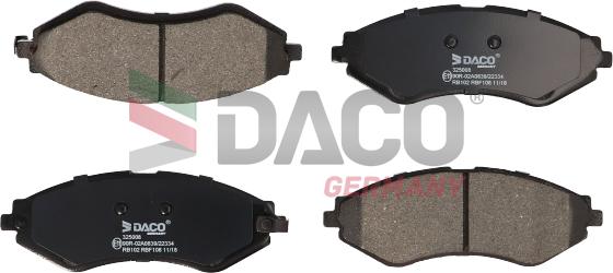 DACO Germany 325008 - Тормозные колодки, дисковые, комплект www.autospares.lv