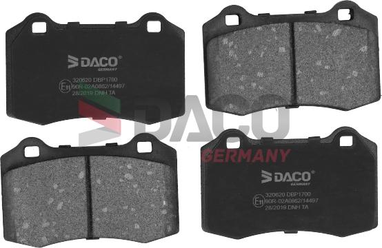 DACO Germany 320620 - Тормозные колодки, дисковые, комплект www.autospares.lv