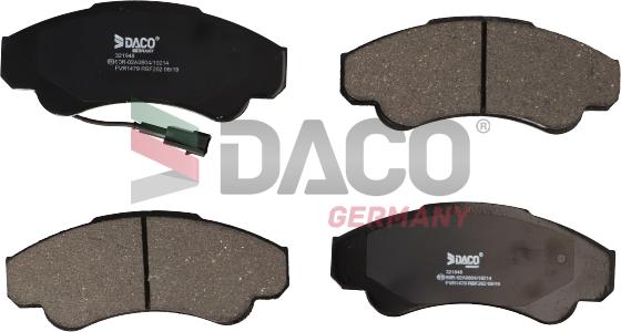 DACO Germany 321948 - Тормозные колодки, дисковые, комплект www.autospares.lv