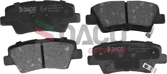 DACO Germany 321316 - Тормозные колодки, дисковые, комплект www.autospares.lv