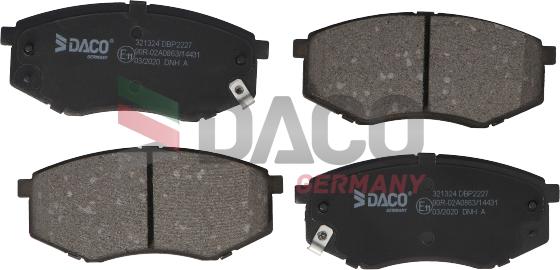 DACO Germany 321324 - Тормозные колодки, дисковые, комплект www.autospares.lv