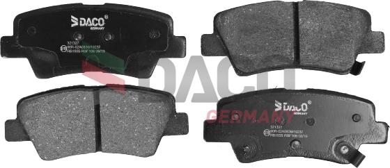 DACO Germany 321327 - Тормозные колодки, дисковые, комплект www.autospares.lv