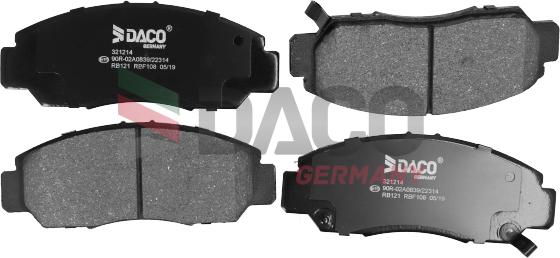 DACO Germany 321214 - Brake Pad Set, disc brake www.autospares.lv