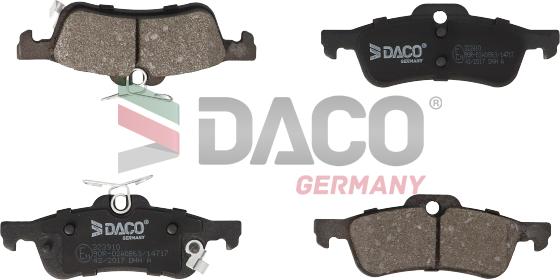 DACO Germany 323910 - Brake Pad Set, disc brake www.autospares.lv