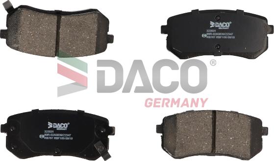 DACO Germany 323531 - Тормозные колодки, дисковые, комплект www.autospares.lv