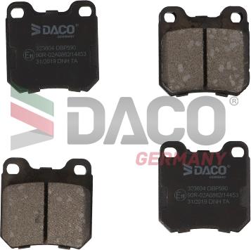 DACO Germany 323604 - Тормозные колодки, дисковые, комплект www.autospares.lv