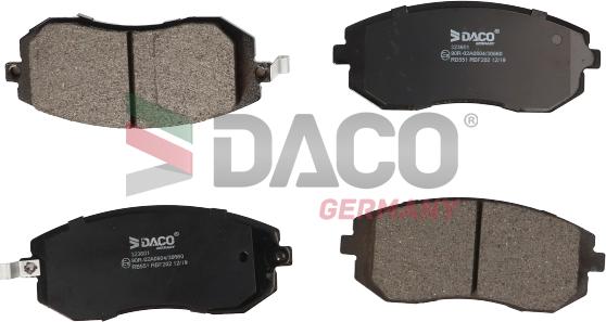 DACO Germany 323601 - Тормозные колодки, дисковые, комплект www.autospares.lv