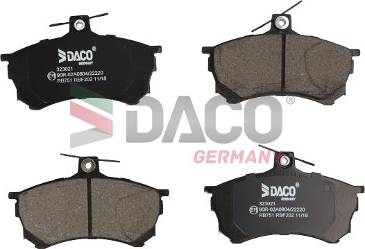 DACO Germany 323021 - Brake Pad Set, disc brake www.autospares.lv