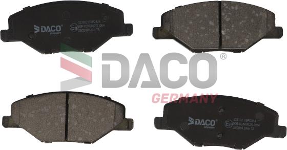 DACO Germany 323302 - Тормозные колодки, дисковые, комплект www.autospares.lv