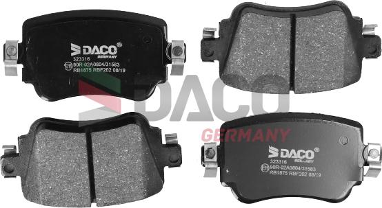 DACO Germany 323316 - Bremžu uzliku kompl., Disku bremzes www.autospares.lv