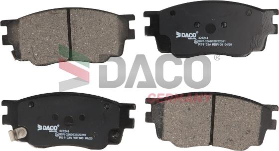 DACO Germany 323244 - Тормозные колодки, дисковые, комплект www.autospares.lv