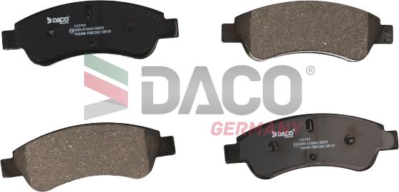 DACO Germany 323741 - Тормозные колодки, дисковые, комплект www.autospares.lv