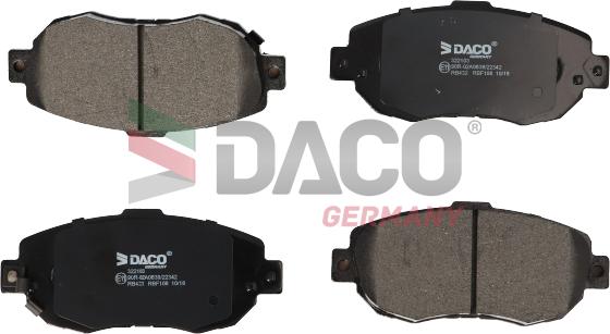 DACO Germany 322103 - Тормозные колодки, дисковые, комплект www.autospares.lv