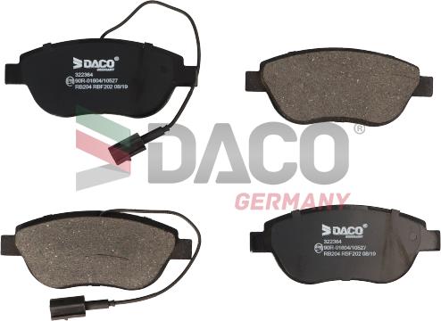 DACO Germany 322364 - Тормозные колодки, дисковые, комплект www.autospares.lv