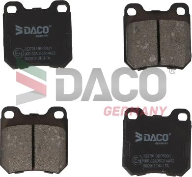 DACO Germany 322701 - Тормозные колодки, дисковые, комплект www.autospares.lv