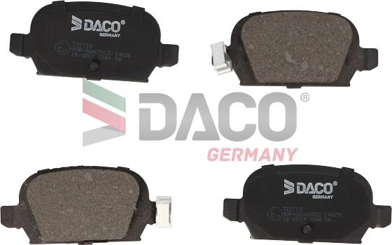 DACO Germany 322710 - Тормозные колодки, дисковые, комплект www.autospares.lv