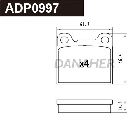 Danaher ADP0997 - Bremžu uzliku kompl., Disku bremzes autospares.lv