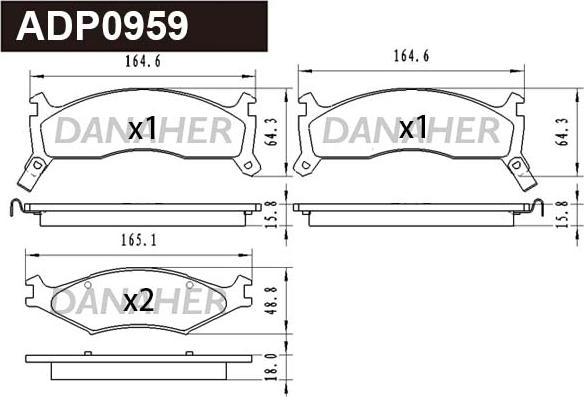 Danaher ADP0959 - Bremžu uzliku kompl., Disku bremzes autospares.lv